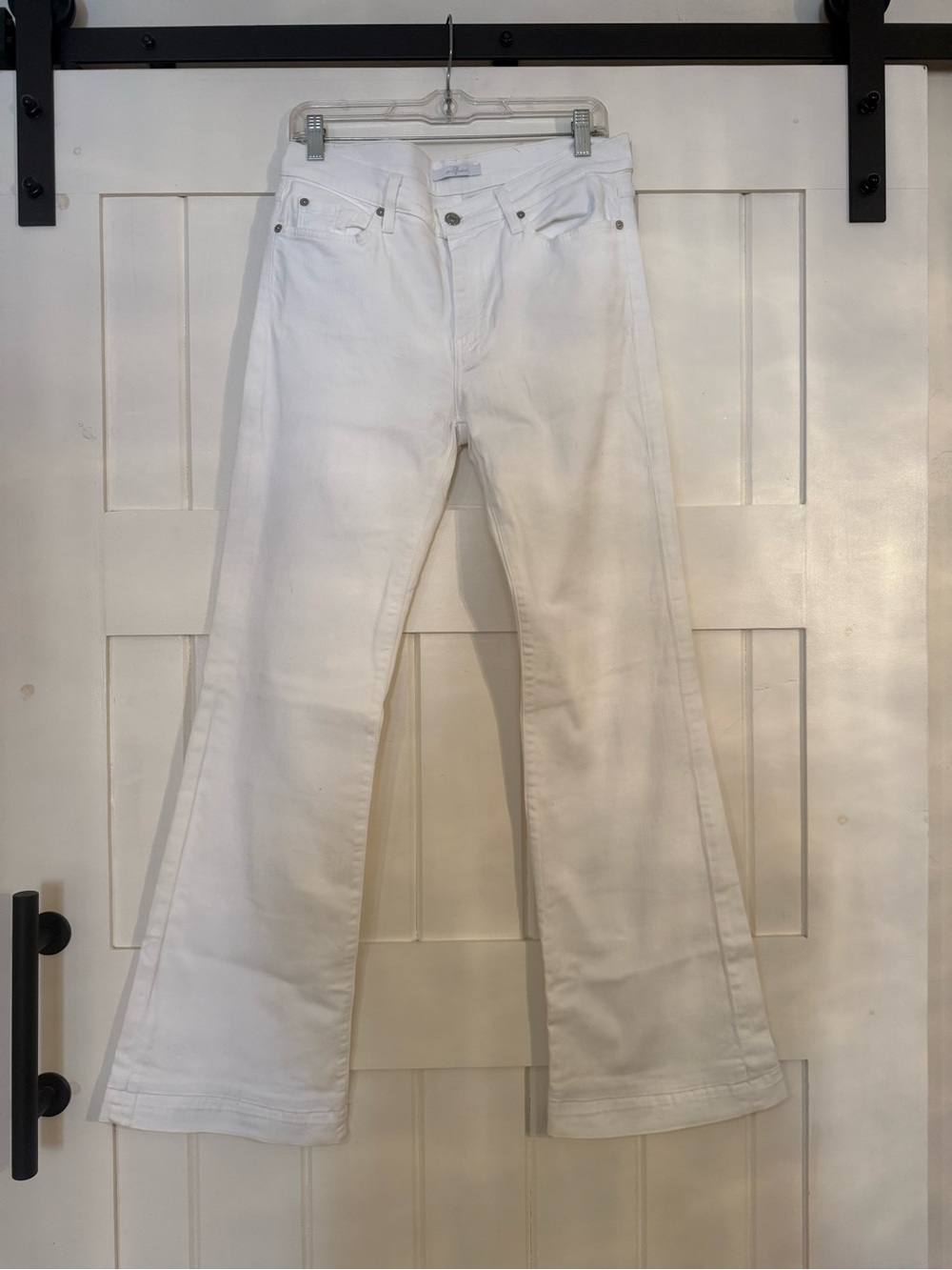 7 For All Mankind White Boot Cut Jeans